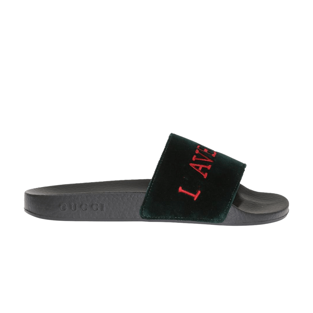 Gucci Velvet Slides L aveugle Par Amour Black black Qwixit 28847