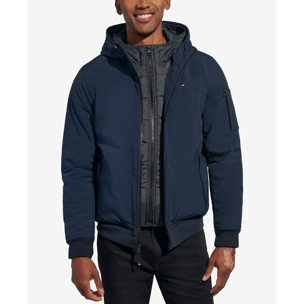 Tommy Hilfiger Men s Hoodie Bomber Combo Jacket MIDNIGHT Qwixit 9029