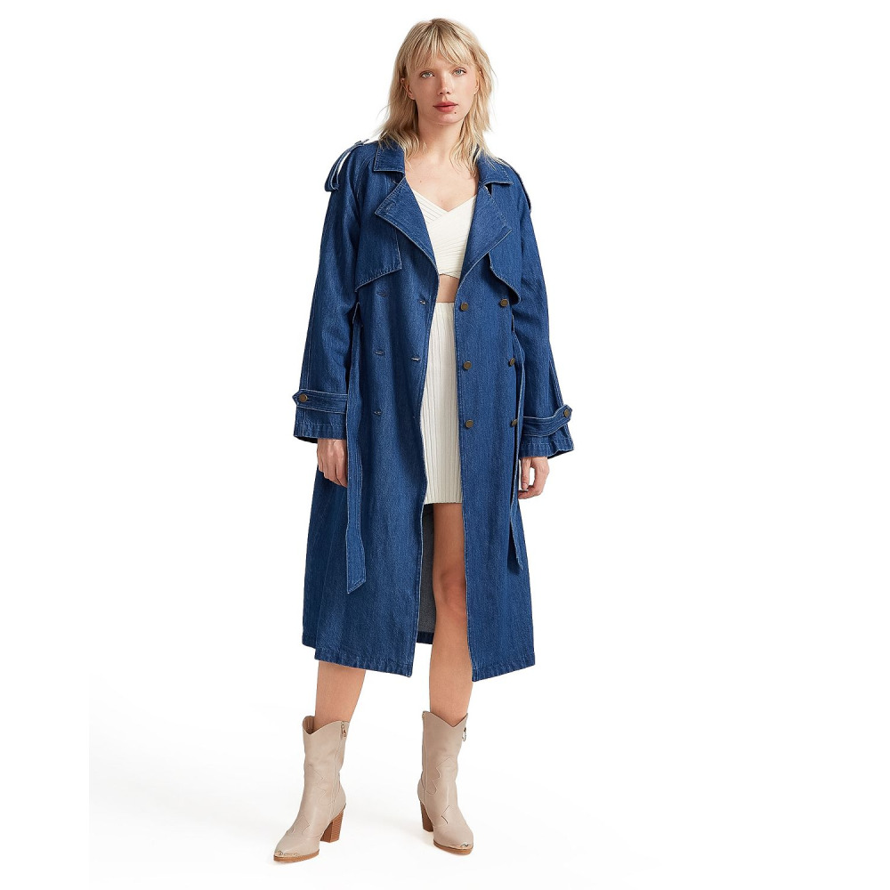 Denim trench coat womens deals