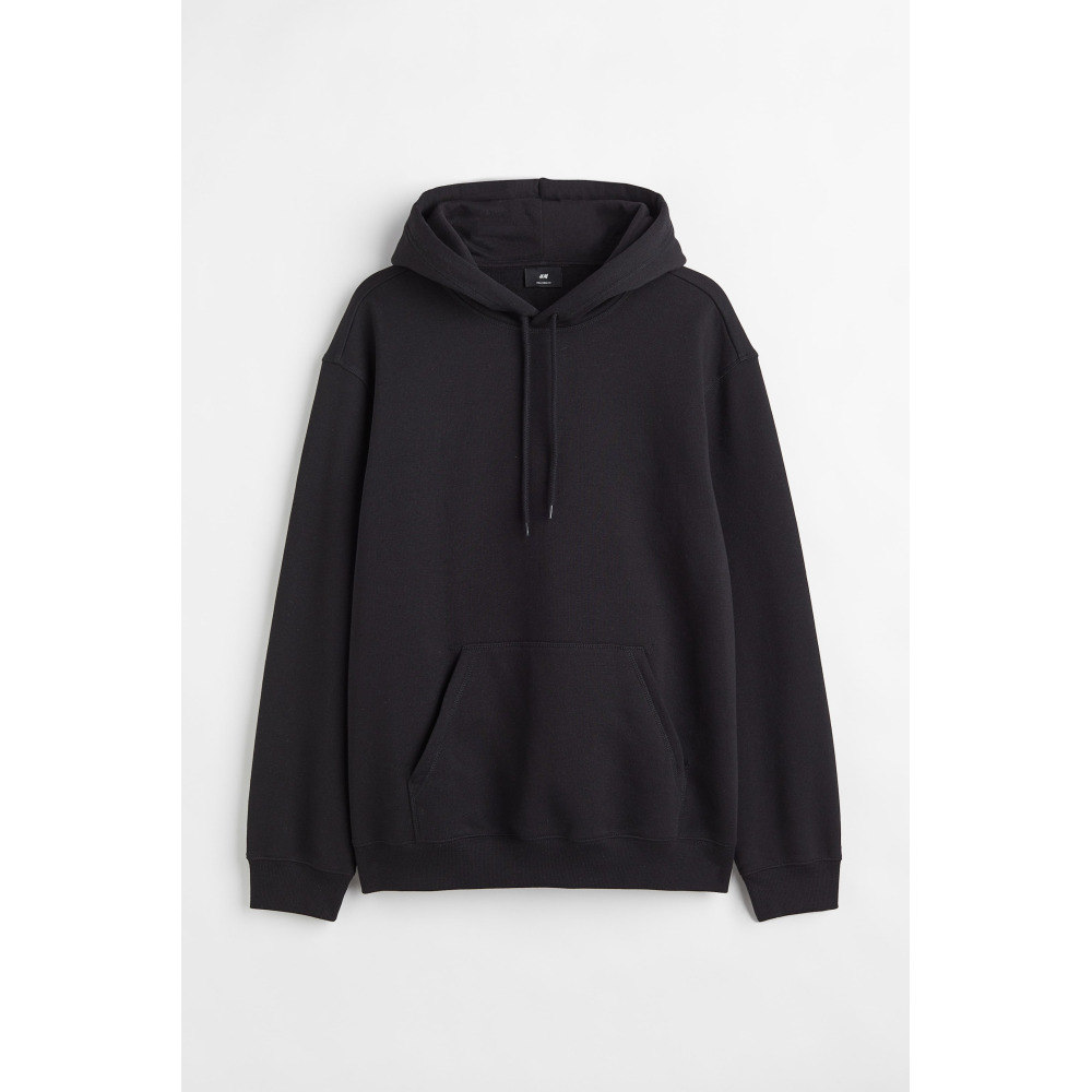 H M Loose Fit Hoodie Black Qwixit 4100