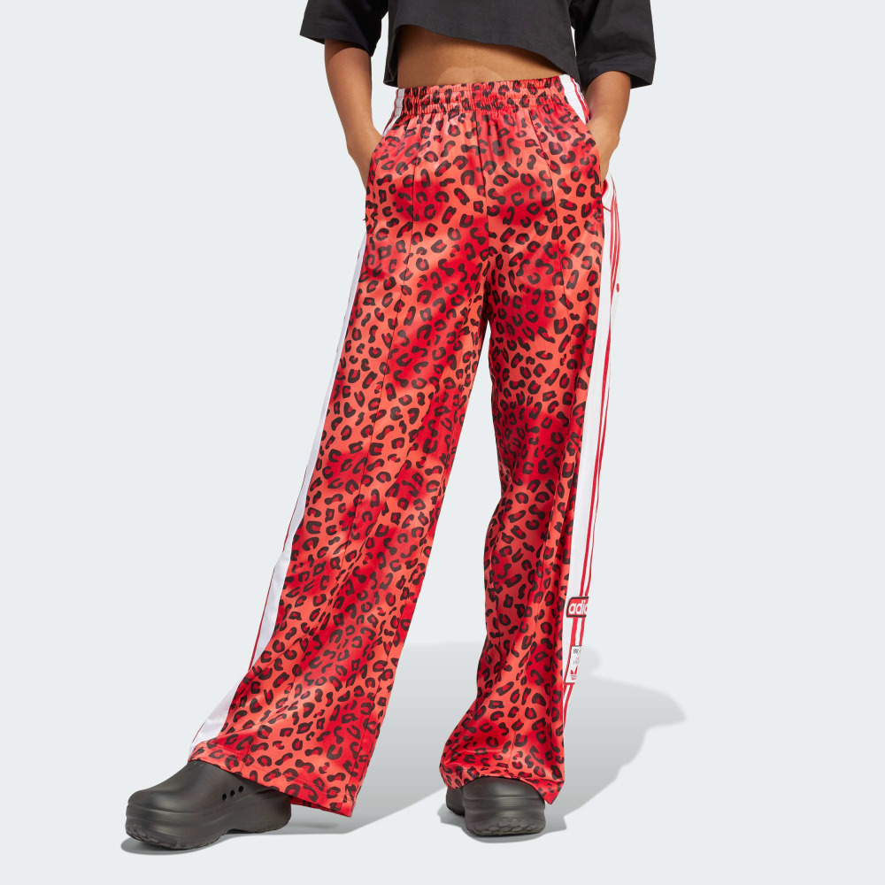 Women s Originals White adidas Originals Leopard Luxe Wide Leg Adibreak Track Pants Red Qwixit