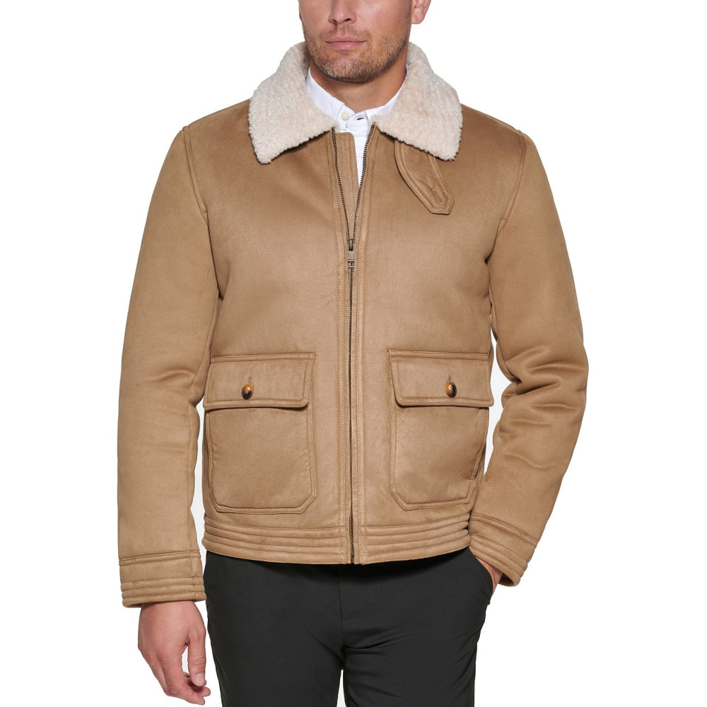 CLUB ROOM Men s Faux Suede Jacket Created for Macy s TAN Qwixit 9616