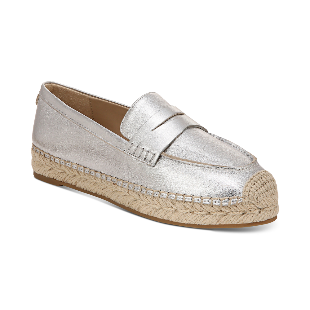 Sam Edelman Kai Tailored Platform Espadrille Loafers Soft Silver Metallic Qwixit 11926