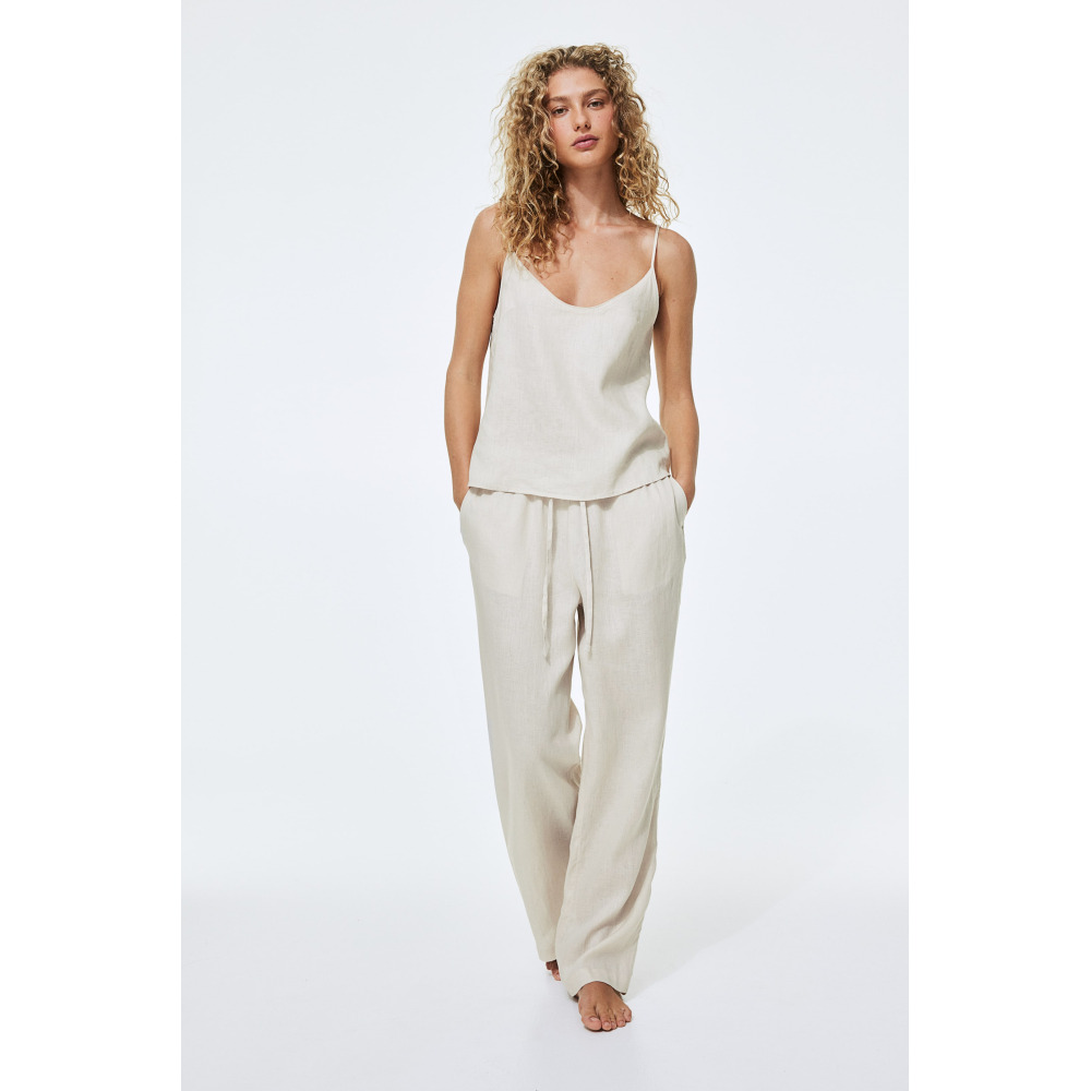 H M Linen Pants Light beige Qwixit