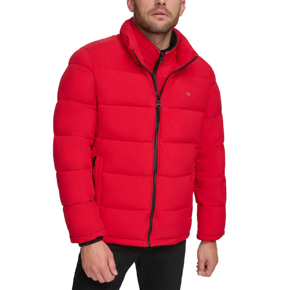 Calvin Klein Men s Puffer With Set In Bib Detail Created for Macy s DEEP RED