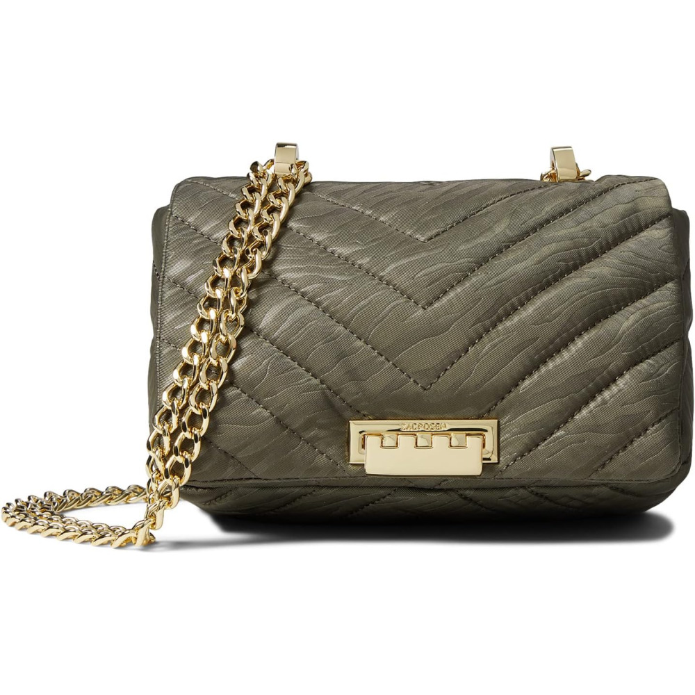 ZAC Zac Posen Soft Earthette Mini Chain Shoulder Zebra Nylon Black Qwixit