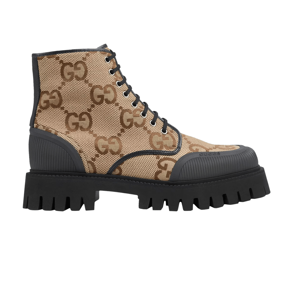 Gucci Lace Up Boot Maxi GG Camel Qwixit