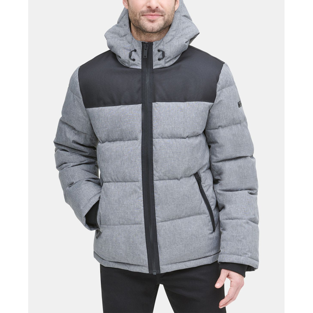 DKNY Men s Mixed Media Puffer Coat Created for Macy s LIGHT HEATHER GREY Qwixit 14583