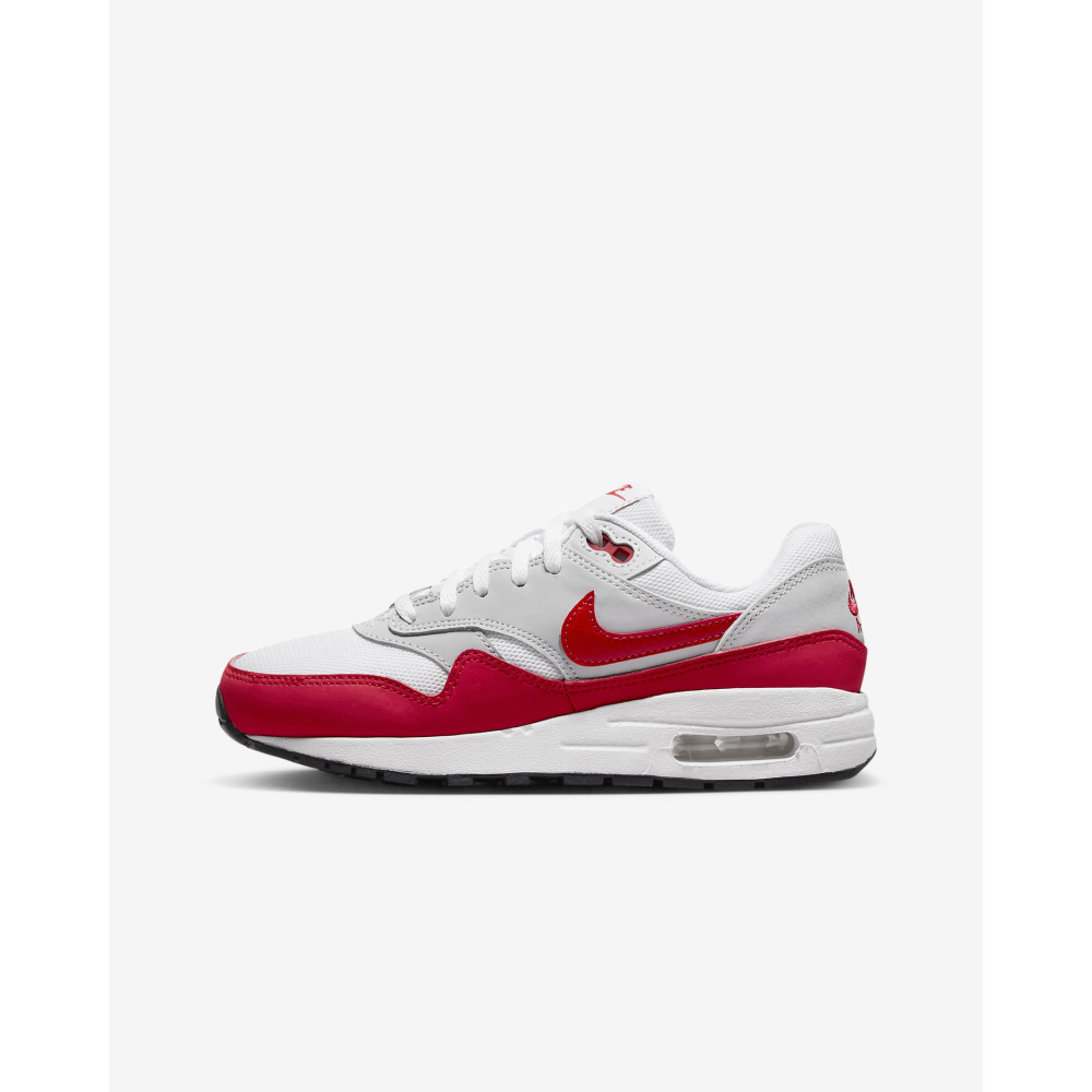 Nike Air Max 1 Big Kids Shoes Neutral Grey White Black University Red