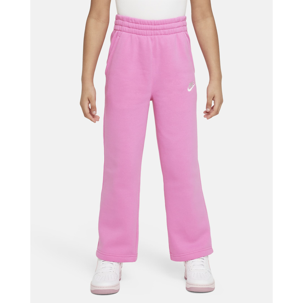 Nike Sportswear Club Fleece Big Kids Girls Wide Leg Pants Playful Pink Playful Pink White