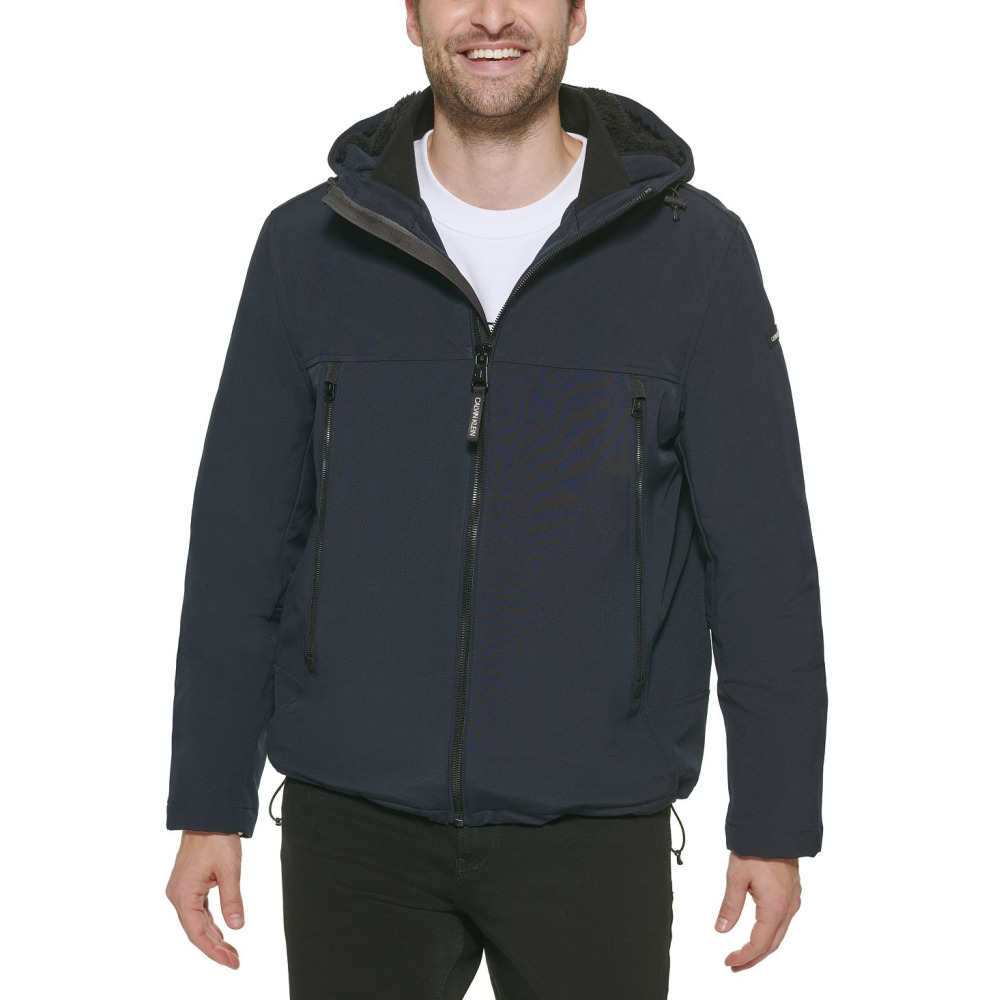Calvin klein men's soft shell jacket with fleece lining shop