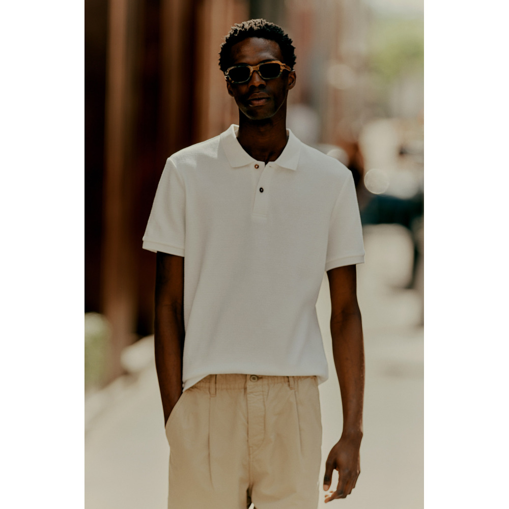 H M Slim Fit Polo Shirt White Qwixit 3217
