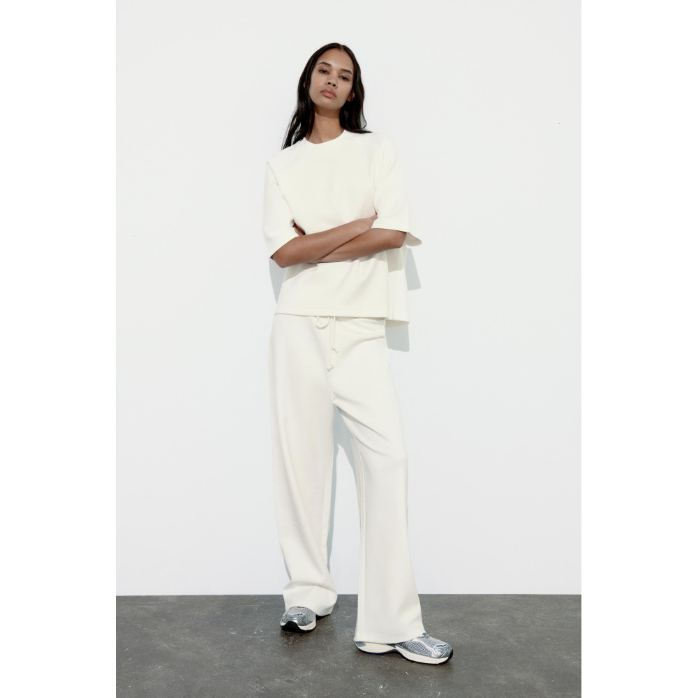 Zara INTERLOCK JOGGER PANTS White Qwixit 5148