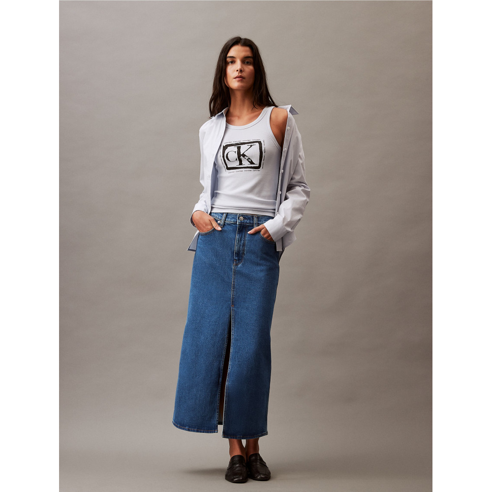 Calvin Klein Denim Maxi Skirt Blue Topaz Qwixit