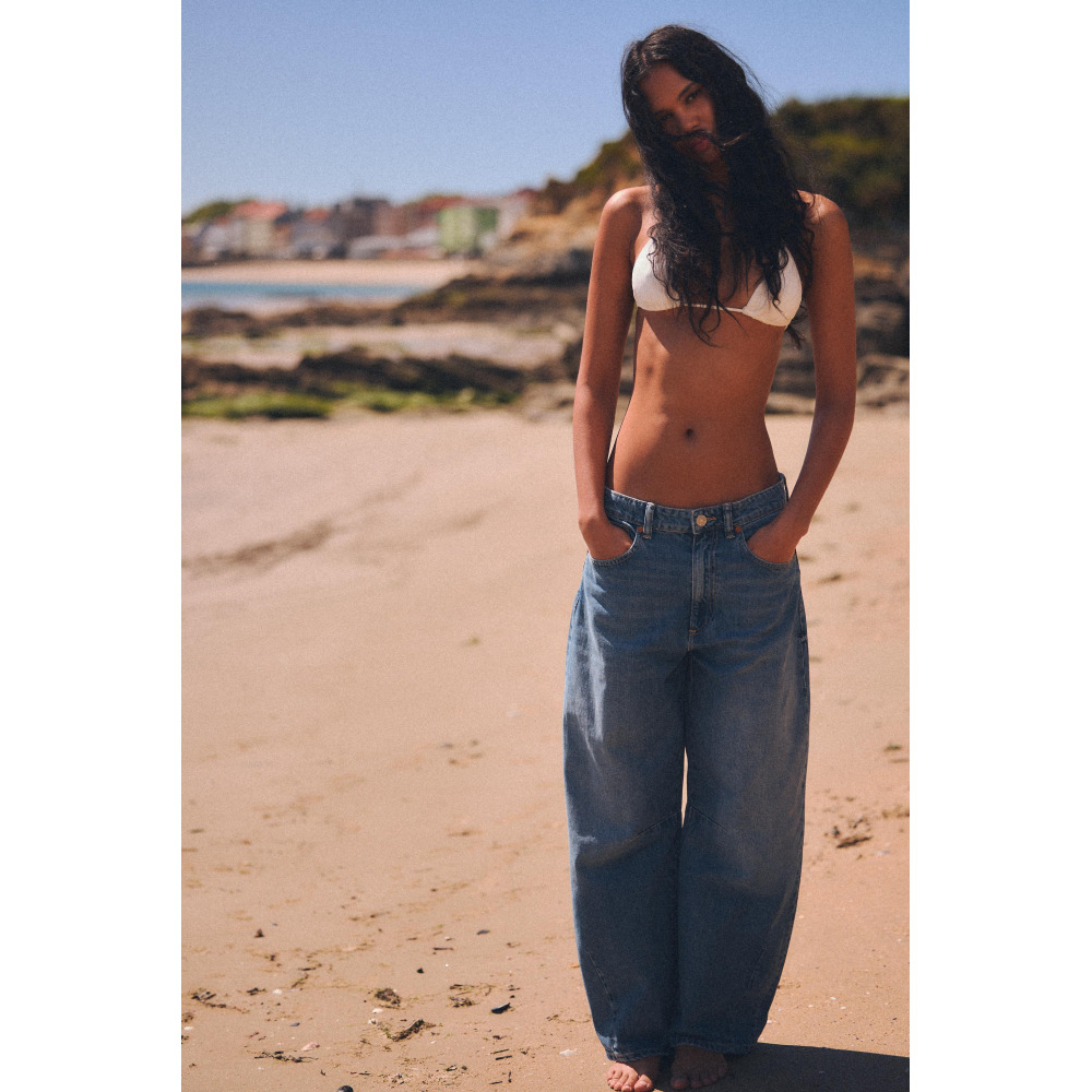 Zara TRF MID WAIST BAGGY BALLOON JEANS Light blue Qwixit 6912