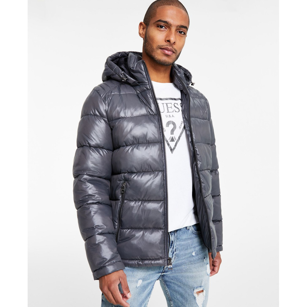 GUESS Men s Hooded Puffer Coat SMOKE Qwixit 10017