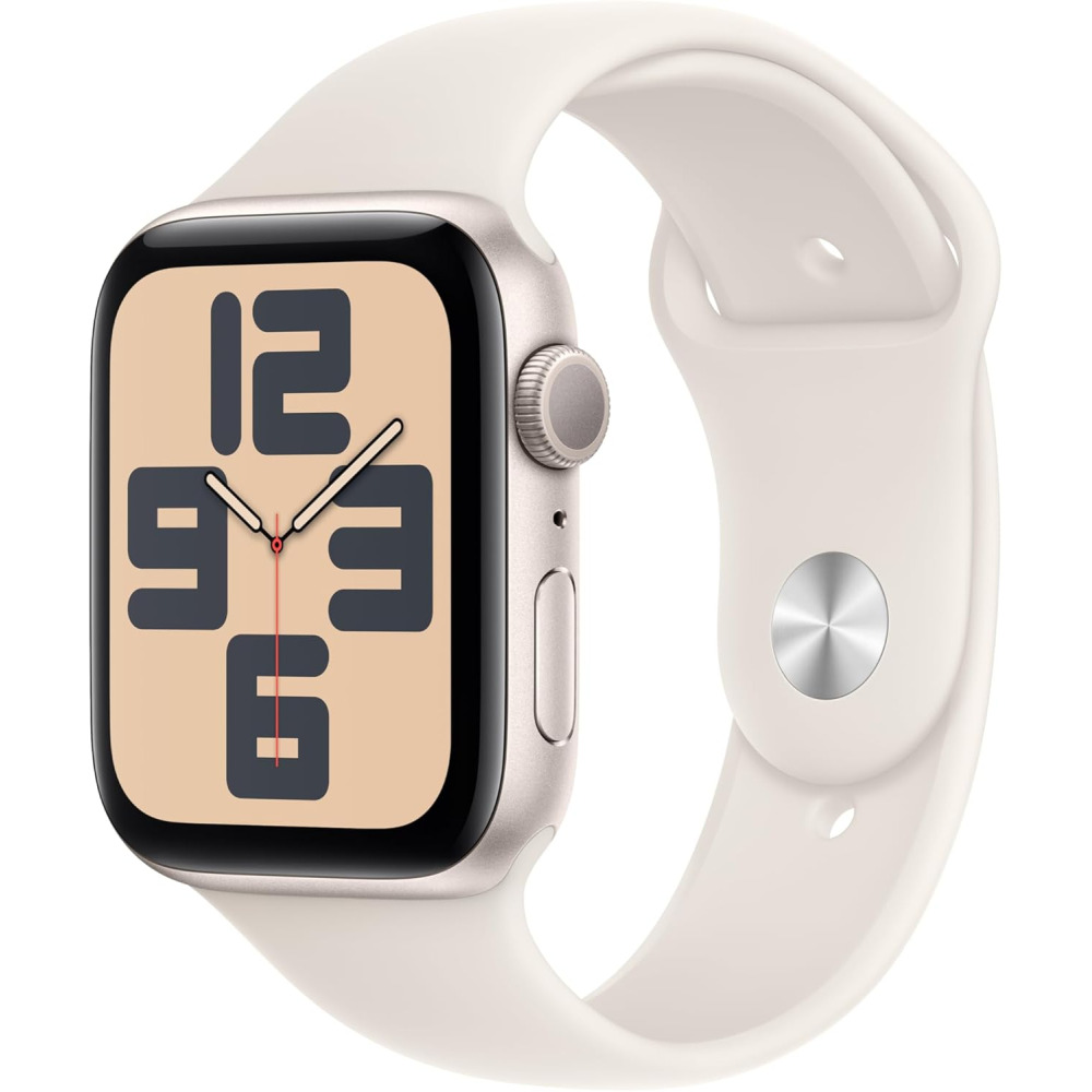 Apple Watch SE 2nd Gen GPS 44mm Smartwatch with Starlight Aluminium Case with Starlight Sport Band S M. Fitness and Sleep Trackers Crash Detection Heart Rate Monitor Retina Display