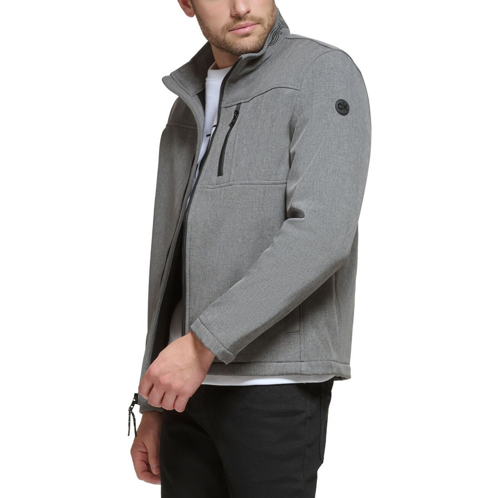 Calvin Klein Men s Infinite Stretch Soft Shell Jacket LIGHT GREY HEATHER Qwixit 7529