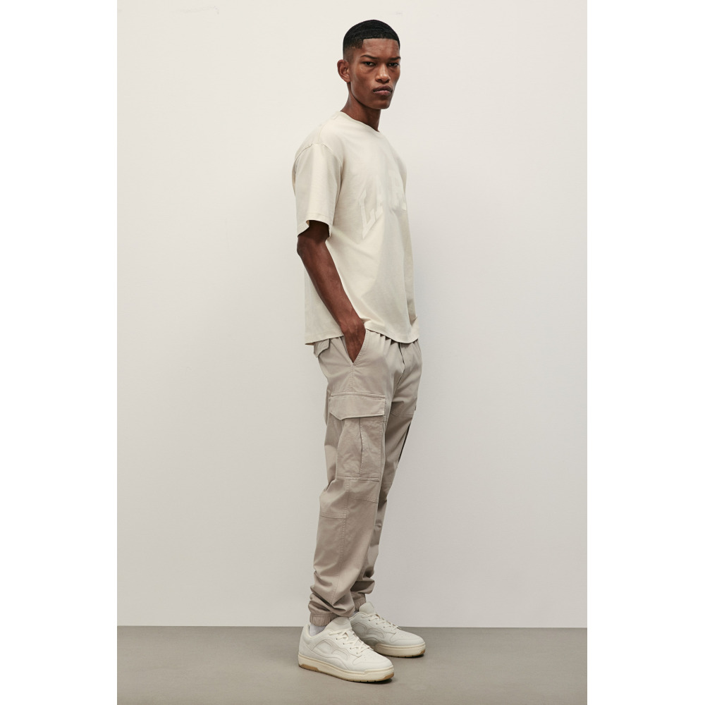 H M Slim Fit Cargo Joggers Beige Qwixit 4673
