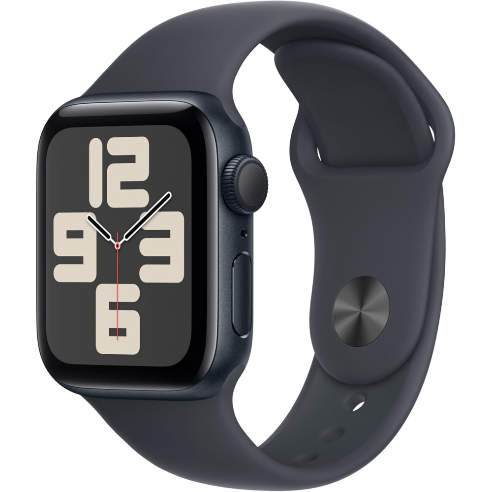 Apple Watch SE 2nd Gen GPS 40mm Smartwatch with Midnight Aluminium Case with Midnight Sport Band M L. Fitness and Sleep Trackers Crash Detection Heart Rate Monitor Retina Display