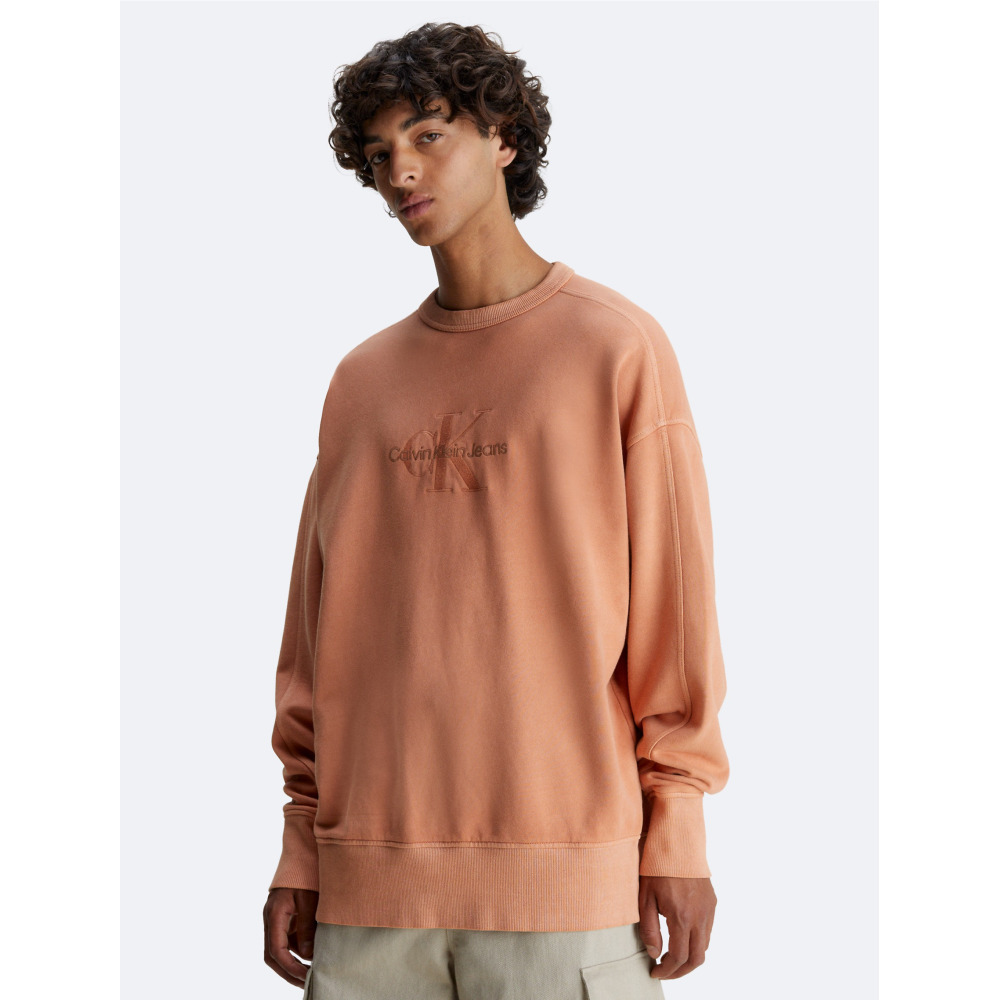 Calvin Klein Oversized Monogram Mineral Dye Sweatshirt Burnt Clay Qwixit 7166