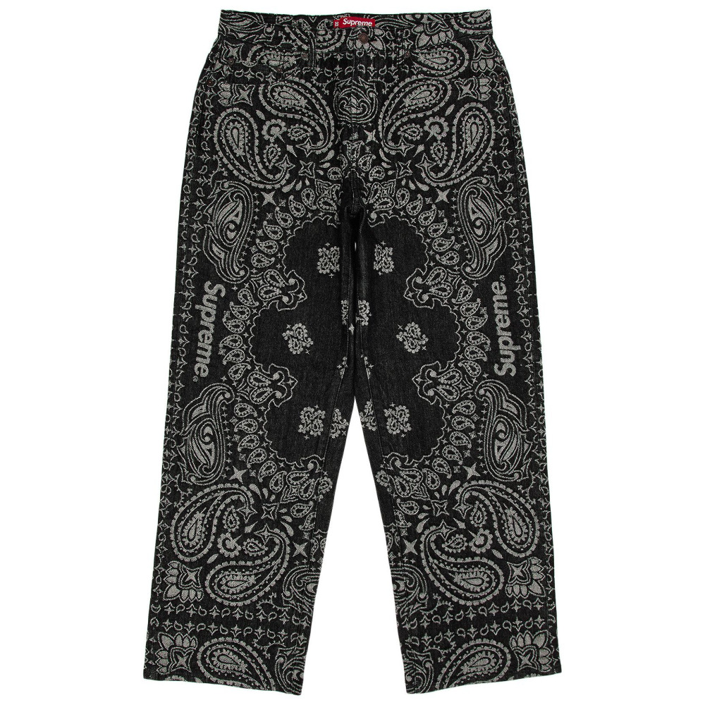 Джинсы Supreme Bandana Jacquard Baggy Jean 'Black' | Black