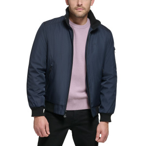 NAUTICA Men s Zip Front Bomber Jacket with Faux Fur Hood BLACK Qwixit 23763