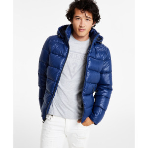 Men's hooded puffer coat guess hot sale
